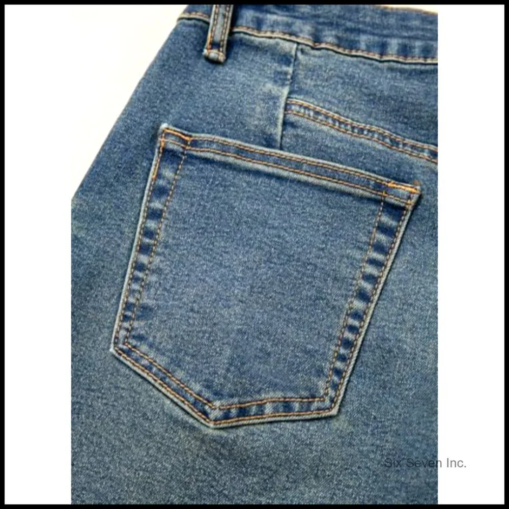 Wide Leg Jeans High Waisted Stretchy Baggy Front Seam Denim Pants Y2K